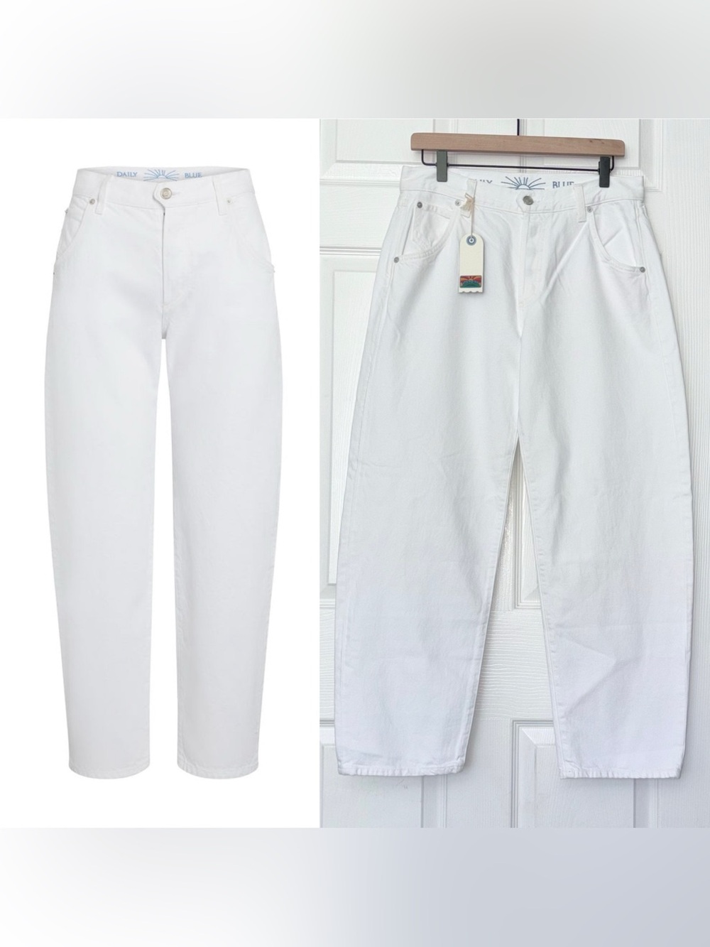 NEW Daily Blue Mantra Wide Barrel Leg Jeans Sirocco White 100% Cotton Size 29